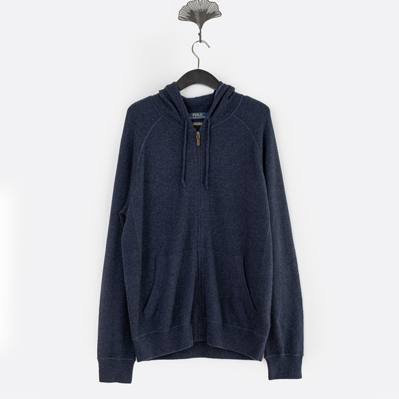 NWOT POLO Ralph Lauren 100% Cashmere Full Zip Hoodie Men's Navy Blue - Size L